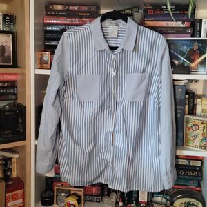Collection L Blue and White Striped button Shirt